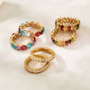 Wholesale Women's Light Luxury Geometric Stainless Steel Ring Set With 18K Real Gold Plating
