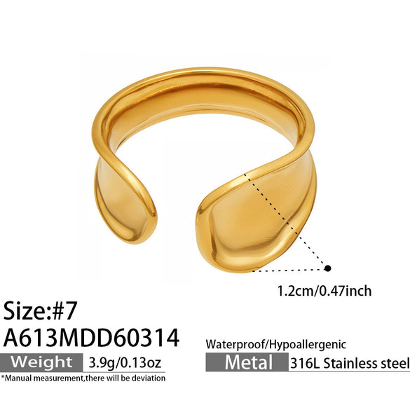 Wholesale Women's Light Luxury Geometric Stainless Steel Ring Set With Pvd Real Gold Electroplating