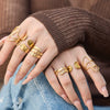 Wholesale Women's Light Luxury Geometric Stainless Steel Ring Set With Pvd Real Gold Electroplating