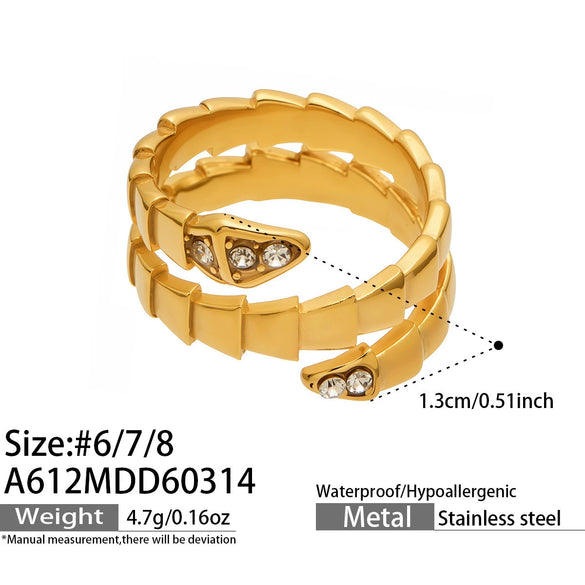 Wholesale Women's Light Luxury Geometric Stainless Steel Ring Set With Pvd Real Gold Electroplating