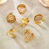 Wholesale Women's Light Luxury Geometric Stainless Steel Ring Set With Pvd Real Gold Electroplating
