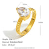 Wholesale Women's Light Luxury Geometric Stainless Steel Vacuum Plated Crown Water Drop Zircon Ring Bracelet