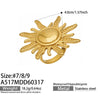Wholesale Women's Light Luxury Geometric Stainless Steel Vintage Floral Maple Leaf Ring Set 18K Gold Plated