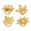 Wholesale Women's Light Luxury Geometric Stainless Steel Vintage Floral Maple Leaf Ring Set 18K Gold Plated