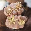 Wholesale Women's Light Luxury Geometric Stainless Steel Vintage Floral Maple Leaf Ring Set 18K Gold Plated