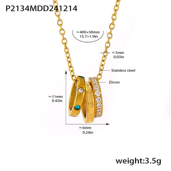 Wholesale Women's Light Luxury Geometric 316L Stainless Steel Zircon Electroplated Clavicle Stacked Necklace