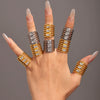 Wholesale Women's Light Luxury Geometric Stainless Steel Zircon Exaggerated Square Ring Gold Plated