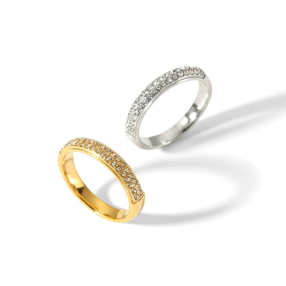 Wholesale Women's Light Luxury Geometric Stainless Steel Zircon Ring Jewelry With Electroplating Design