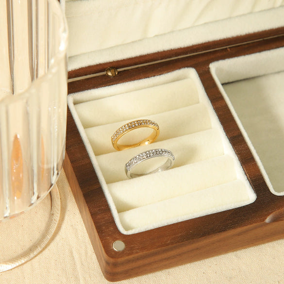 Wholesale Women's Light Luxury Geometric Stainless Steel Zircon Ring Jewelry With Electroplating Design