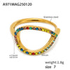 Wholesale Women's Light Luxury Geometric Stainless Steel Zircon Ring With Electroplating And Hollow Design