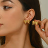 Wholesale Women's Light Luxury Geometric Stamped Stainless Steel Bow Tie Earrings