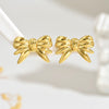 Wholesale Women's Light Luxury Geometric Stamped Stainless Steel Bow Tie Earrings