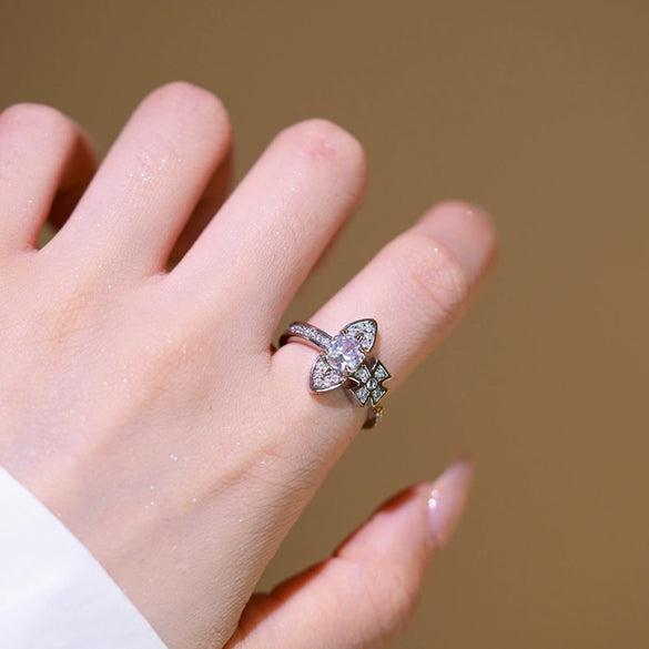 Wholesale Women's Light Luxury Geometric Star Gold Plated Copper Electroplated Opening Adjustable Ring