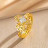 Wholesale Women's Light Luxury Geometric Star Gold Plated Copper Electroplated Opening Adjustable Ring
