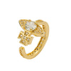 Wholesale Women's Light Luxury Geometric Star Gold Plated Copper Electroplated Opening Adjustable Ring