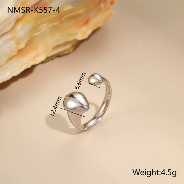 Wholesale Women's Light Luxury Geometric Star Heart Shape Stainless Steel Electroplated Open Ring Hand Jewelry
