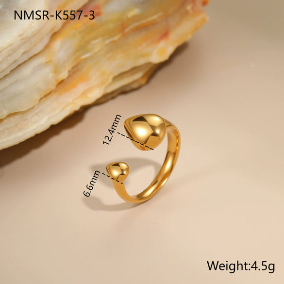 Wholesale Women's Light Luxury Geometric Star Heart Shape Stainless Steel Electroplated Open Ring Hand Jewelry