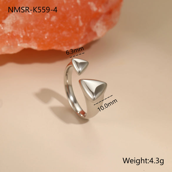 Wholesale Women's Light Luxury Geometric Star Heart Shape Stainless Steel Electroplated Open Ring Hand Jewelry