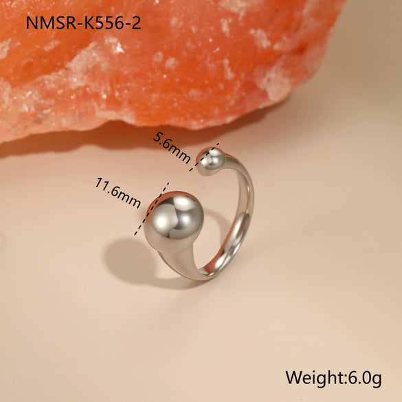 Wholesale Women's Light Luxury Geometric Star Heart Shape Stainless Steel Electroplated Open Ring Hand Jewelry