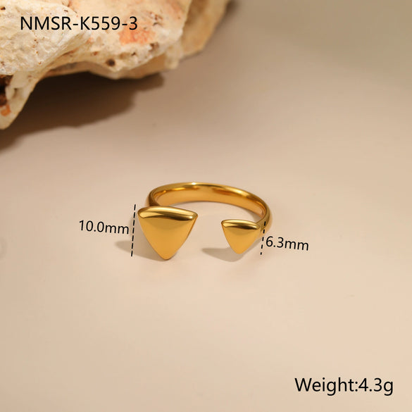 Wholesale Women's Light Luxury Geometric Star Heart Shape Stainless Steel Electroplated Open Ring Hand Jewelry