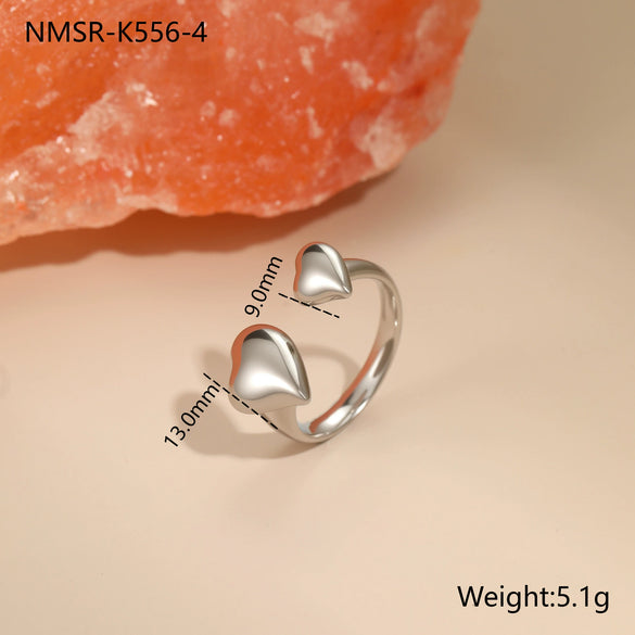 Wholesale Women's Light Luxury Geometric Star Heart Shape Stainless Steel Electroplated Open Ring Hand Jewelry