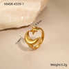 Wholesale Women's Light Luxury Geometric Star Heart Shape Stainless Steel Electroplated Open Ring Hand Jewelry