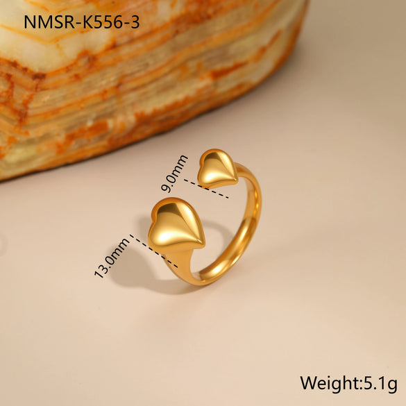 Wholesale Women's Light Luxury Geometric Star Heart Shape Stainless Steel Electroplated Open Ring Hand Jewelry