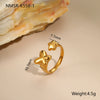 Wholesale Women's Light Luxury Geometric Star Heart Shape Stainless Steel Electroplated Open Ring Hand Jewelry