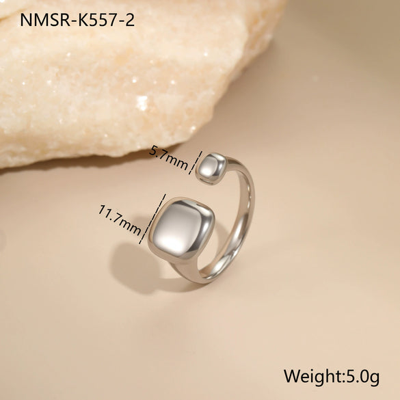 Wholesale Women's Light Luxury Geometric Star Heart Shape Stainless Steel Electroplated Open Ring Hand Jewelry