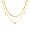 Wholesale Women's Light Luxury Geometric Star Shape Inlaid Zircon Titanium Steel Goldplated Doublelayer Clavicle Necklace