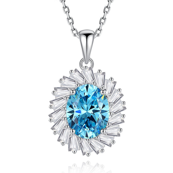 Wholesale Women's Light Luxury Geometric 925 Sterling Silver Emerald Cut Pendant Necklace With Cross Chain