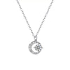 Wholesale Women's Light Luxury Geometric Sterling Silver Micropaved Star Moon Zircon Pendant Necklace With Cross Chain