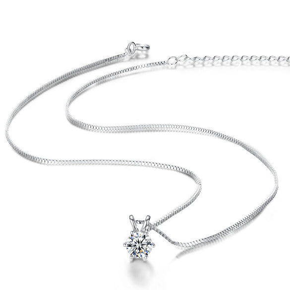 Wholesale Women's Light Luxury Geometric 925 Sterling Silver Six Claw Moissanite Clavicle Necklace With Zirconia