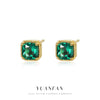 Wholesale Women's Light Luxury Geometric 925 Sterling Silver Square Emerald Zircon Earrings