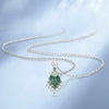 Wholesale Women's Light Luxury Geometric Style S925 Silver Necklace Set With Gemstones Featuring Oshaped Chain And Kite Cut Green Moss Stone