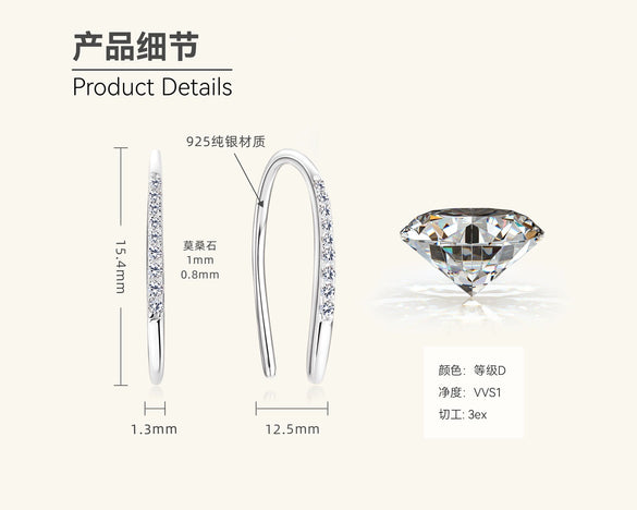 Wholesale Women's Light Luxury Geometric Tassel Moissanite Sterling Silver Earrings With Electroplating