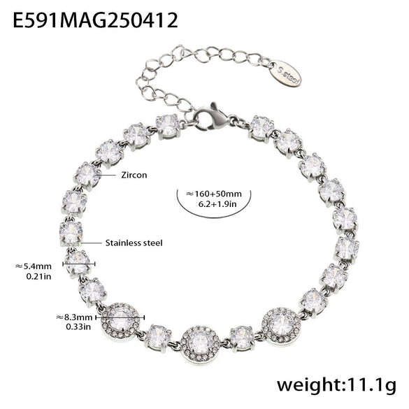 Wholesale Women's Light Luxury Geometric Titanium Steel Bracelet With Electroplated 5A Zircon Full Diamond And Heavy Industry Design Chain Decoration