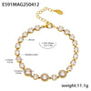 Wholesale Women's Light Luxury Geometric Titanium Steel Bracelet With Electroplated 5A Zircon Full Diamond And Heavy Industry Design Chain Decoration