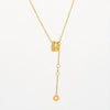 Wholesale Women's Light Luxury Geometric Titanium Steel Cross Chain Necklace With Copper Inlaid Zircon Pendant And Real Gold Plating