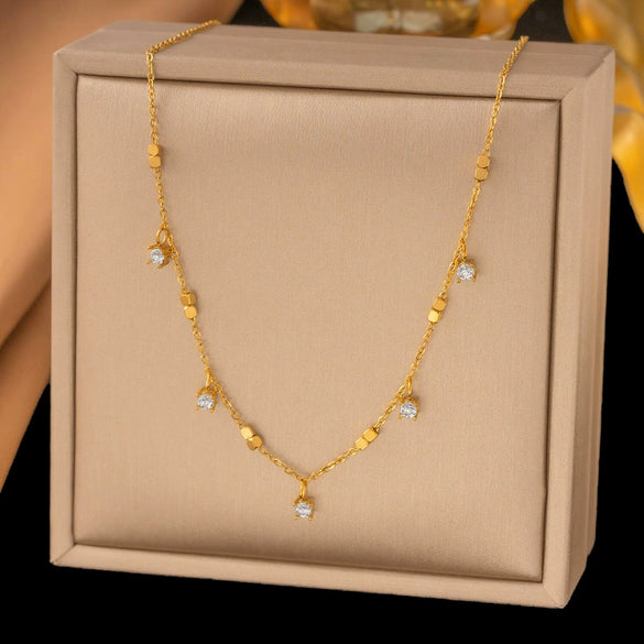 Wholesale Women's Light Luxury Geometric Titanium Steel Cross Chain Necklace With Vacuum Electroplating In Furnace