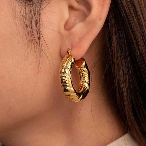 Wholesale Women's Light Luxury Geometric Titanium Steel Cshaped Electroplated Earrings