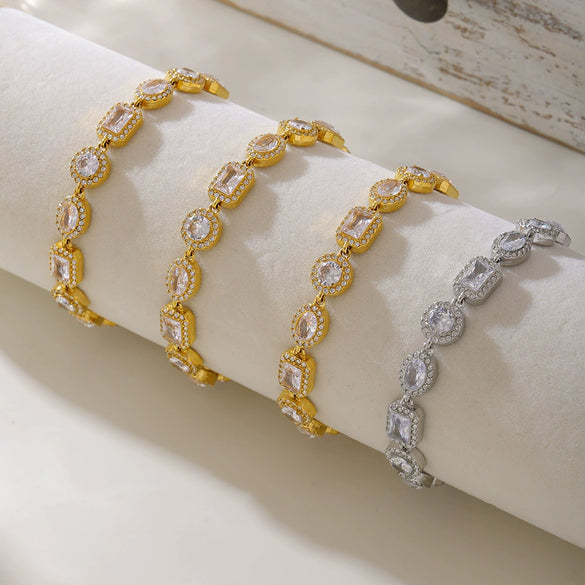 Wholesale Women's Light Luxury Geometric Titanium Steel Electroplated Diamond Bracelet