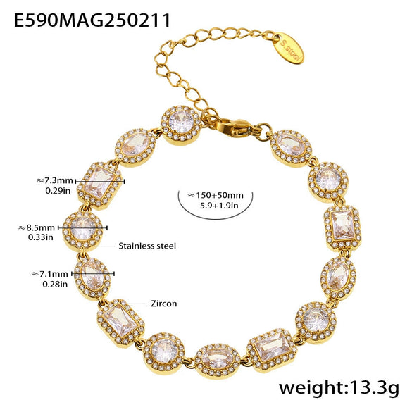 Wholesale Women's Light Luxury Geometric Titanium Steel Electroplated Diamond Bracelet