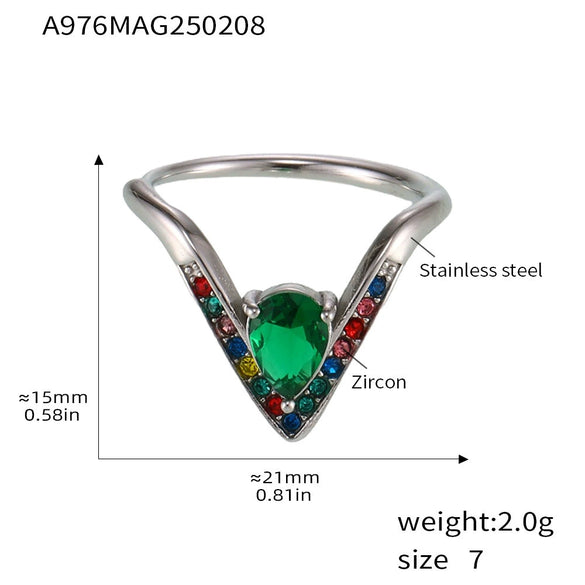 Wholesale Women's Light Luxury Geometric Titanium Steel Electroplated Ferris Wheel Vshaped Adjustable Ring