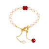 Wholesale Women's Light Luxury Geometric Titanium Steel Freshwater Pearl Natural Stone Bracelet With Electroplating And Tassel Ot Buckle Design