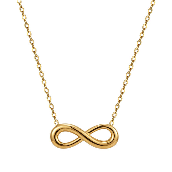 Wholesale Women's Light Luxury Geometric Titanium Steel 18K Gold Plated Mobius Infinity Love Pendant Calendering Chain Necklace