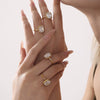 Wholesale Women's Light Luxury Geometric 316L Stainless Steel Opening Adjustable Ring With Electroplating