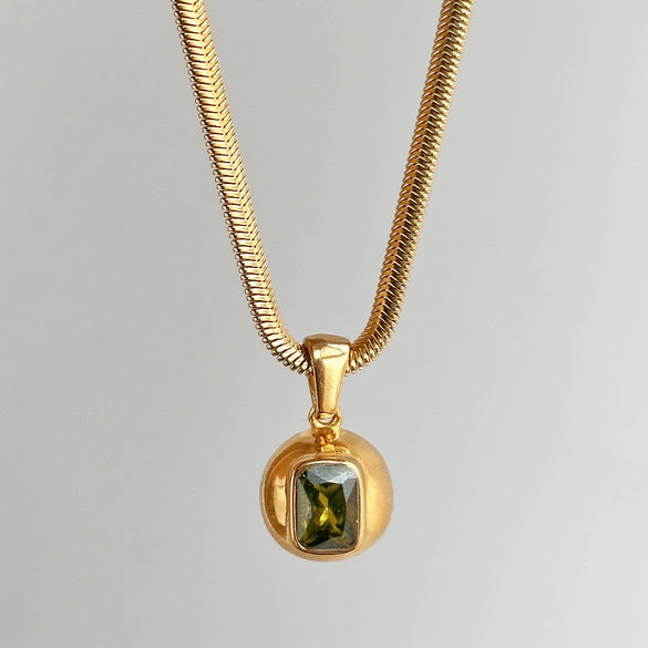 Wholesale Women's Light Luxury Geometric Titanium Steel Pendant Necklace With Snake Bone Chain Real Gold Electroplated