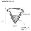Wholesale Women's Light Luxury Geometric 316L Stainless Steel Vshaped Ring With 5A Zircon Electroplated
