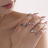 Wholesale Women's Light Luxury Geometric 316L Stainless Steel Vshaped Ring With 5A Zircon Electroplated